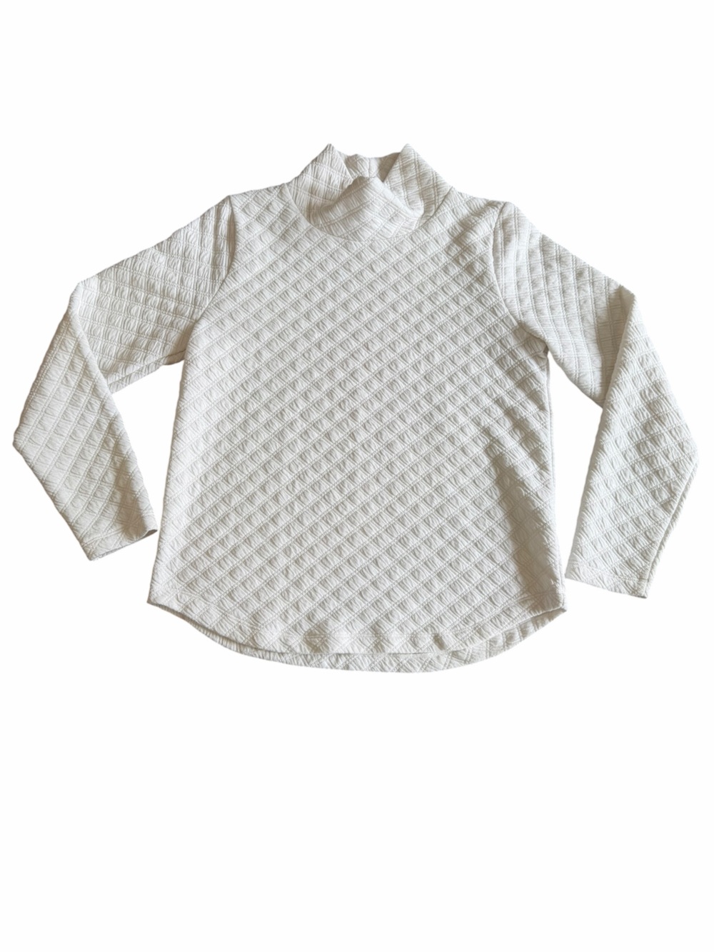 J.Crew Ivory Textured Quilted Mock Neck XS Diamond Knit Long Sleeve Pullover - Picture 1 of 8